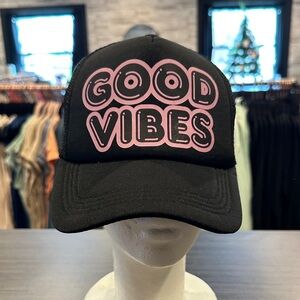 Black and Pink 'Good Vibes' Women's Hat